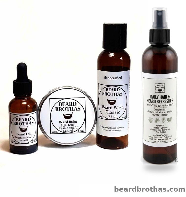 Complete Beard Routine Set — beard wash, hydrating botanical mist, beard oil and beard balm